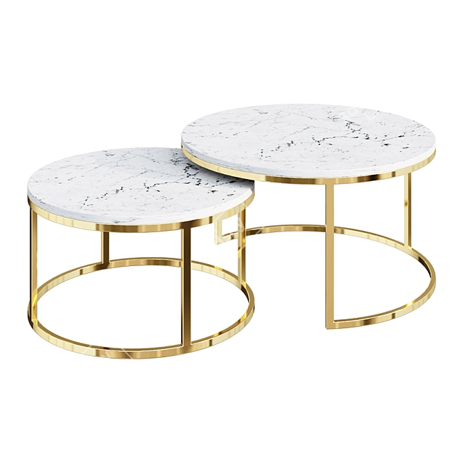 Modern Round Coffee Table, Black Gold Metal 3D model image 1