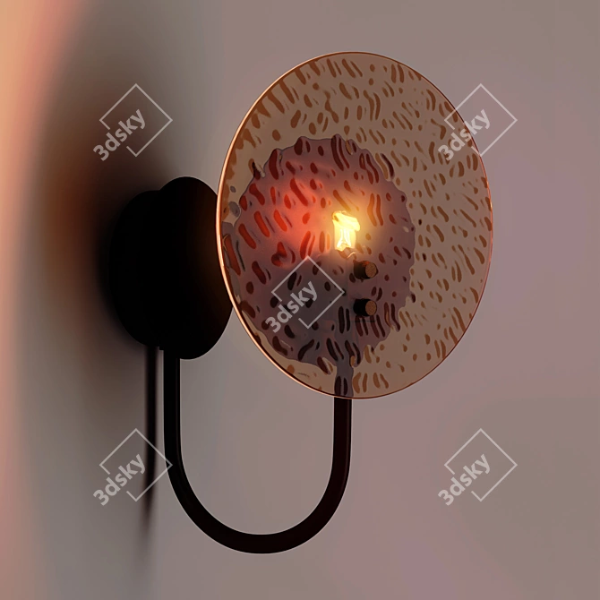 Elegant Amber Glass Metal Sconce 3D model image 4