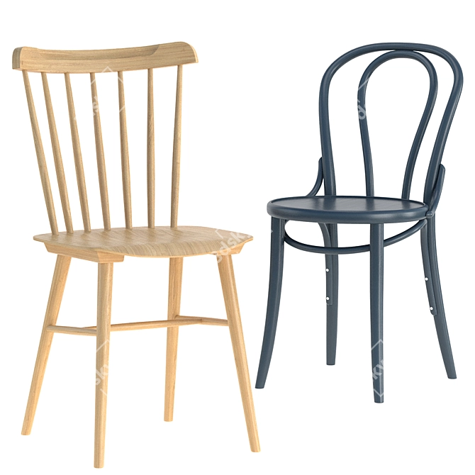 Retro-style Ironica & 18 Chairs 3D model image 1