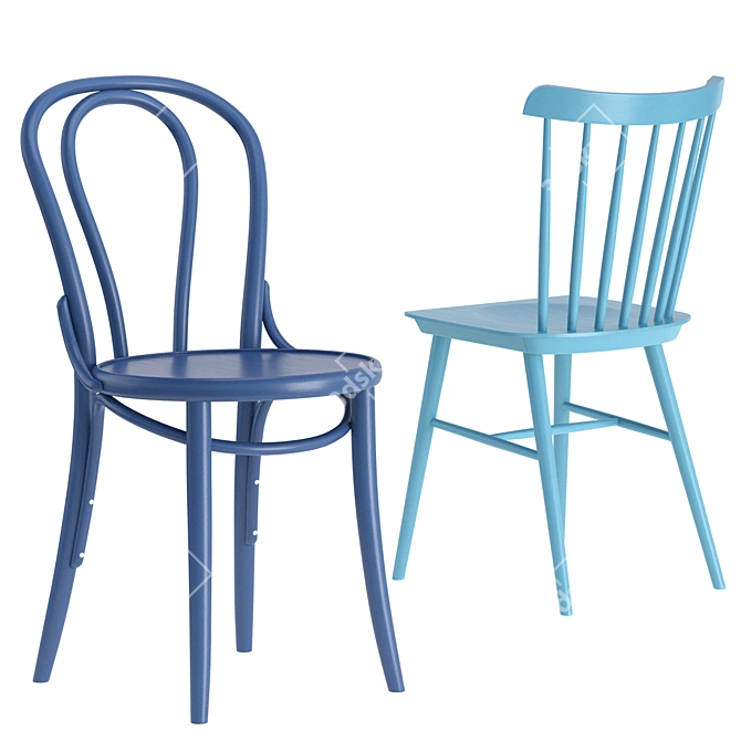 Retro-style Ironica & 18 Chairs 3D model image 2