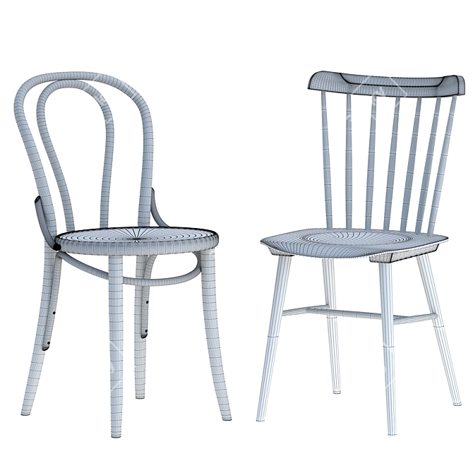 Retro-style Ironica & 18 Chairs 3D model image 5