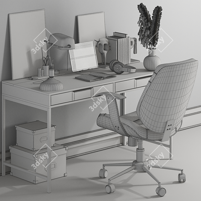 Rathburn Office Set Brown 3D model image 5