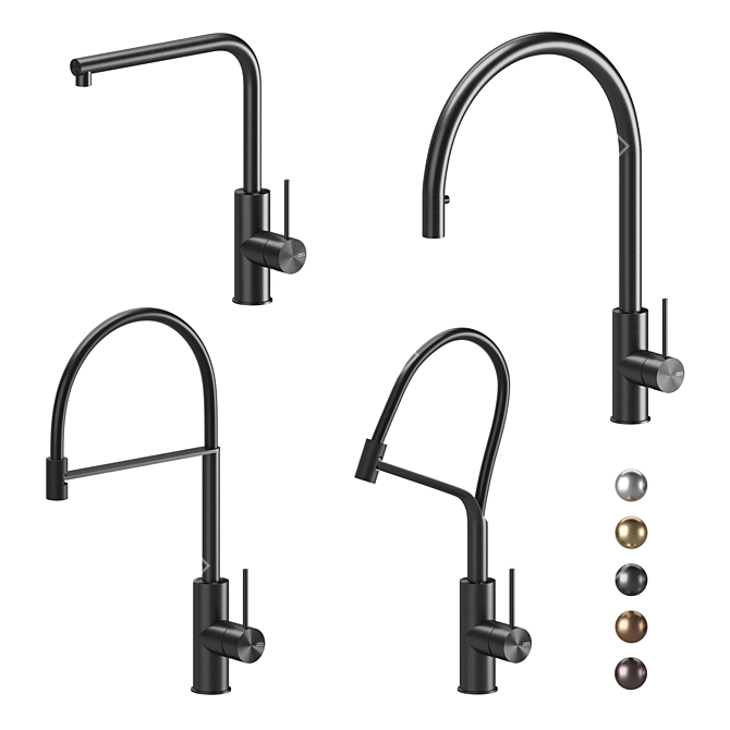 European Kitchen Faucet Set 01 3D model image 1