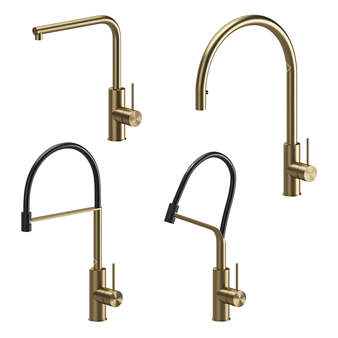 European Kitchen Faucet Set 01 3D model image 2