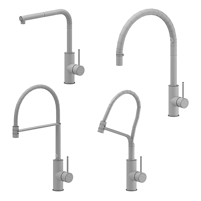 European Kitchen Faucet Set 01 3D model image 6