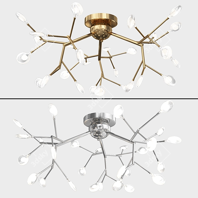 Modern LED Ceiling Chandelier with Petals 3D model image 1