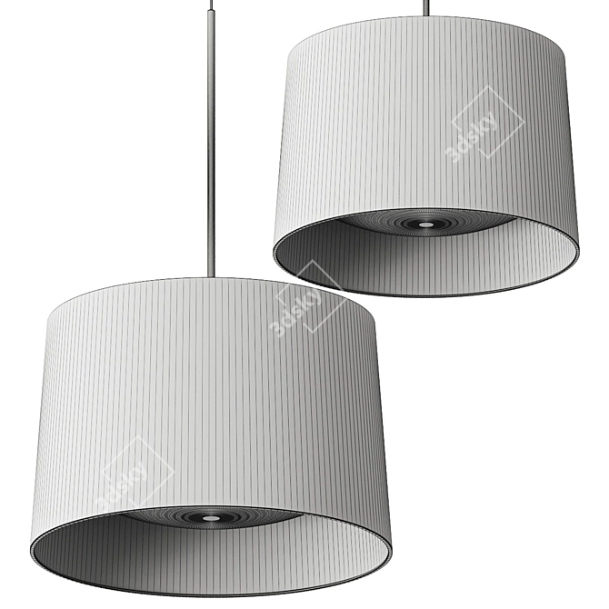 Modern Wood Pendant Lamp Vray 3D model image 2