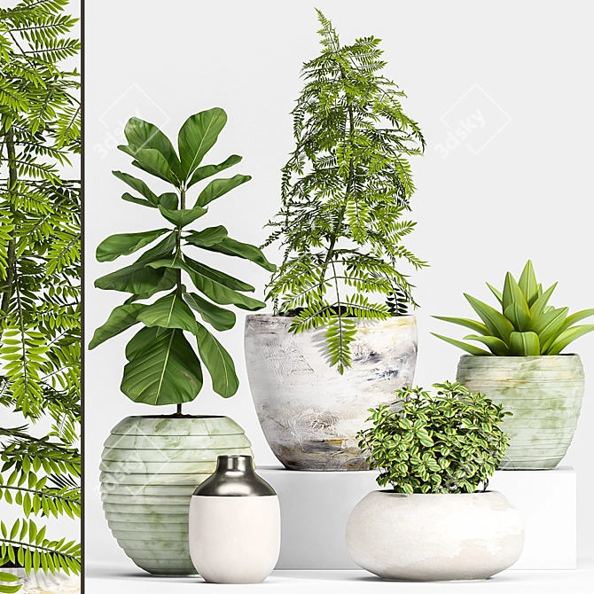 Modern Planter Set 3D Model 3D model image 1