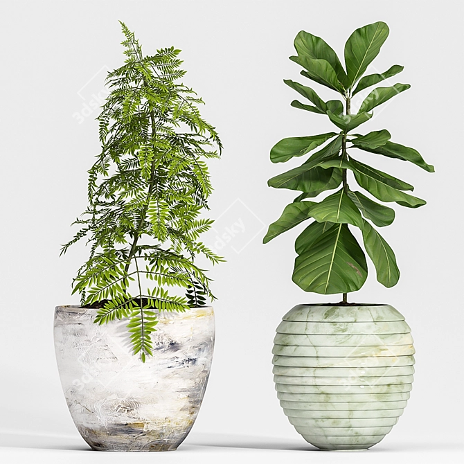 Modern Planter Set 3D Model 3D model image 2