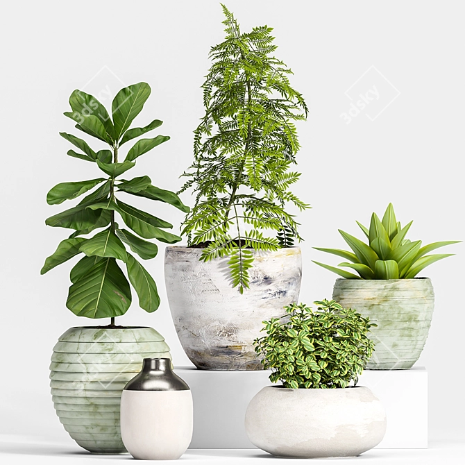 Modern Planter Set 3D Model 3D model image 4