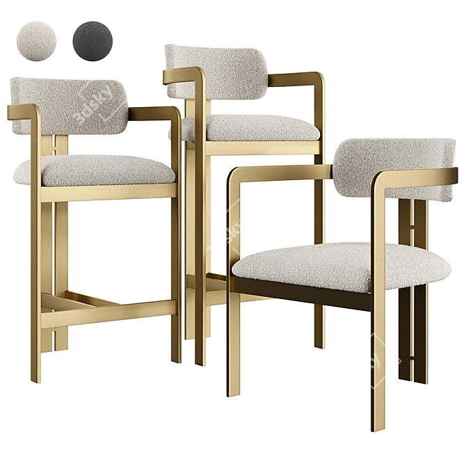 Eichholtz Donato Chairs Set 3D model image 1