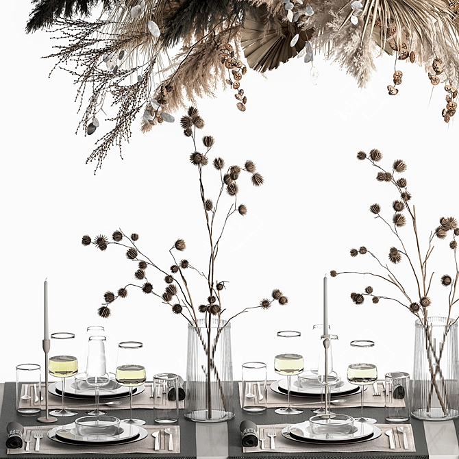 Eco Style Table Setting Ensemble 3D model image 3