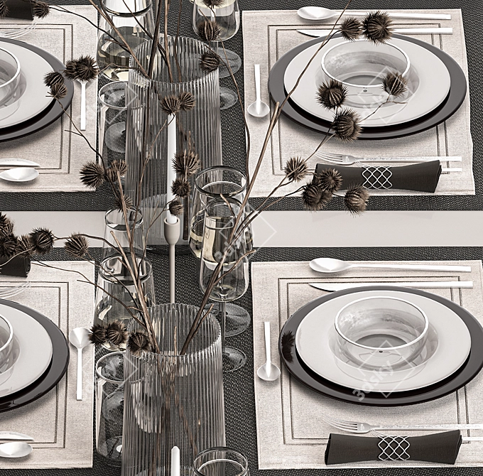 Eco Style Table Setting Ensemble 3D model image 5