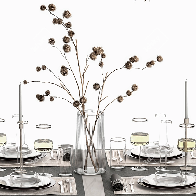 Eco Style Table Setting Ensemble 3D model image 7