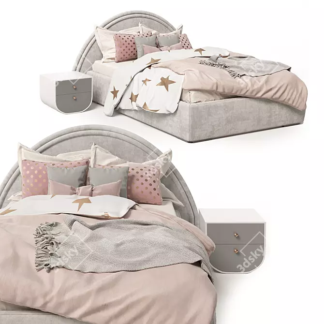 Round Children Bed, 2 Colors 3D model image 2