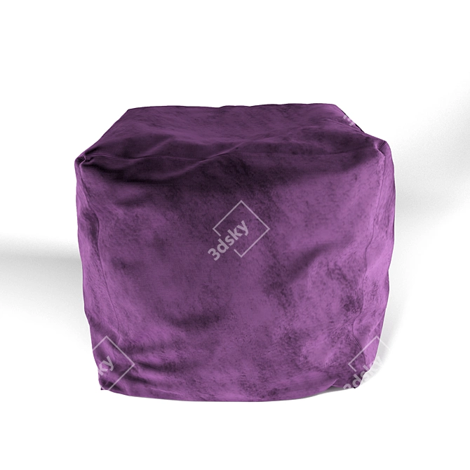 Boho Knit Pouf Ottoman 3D model image 4