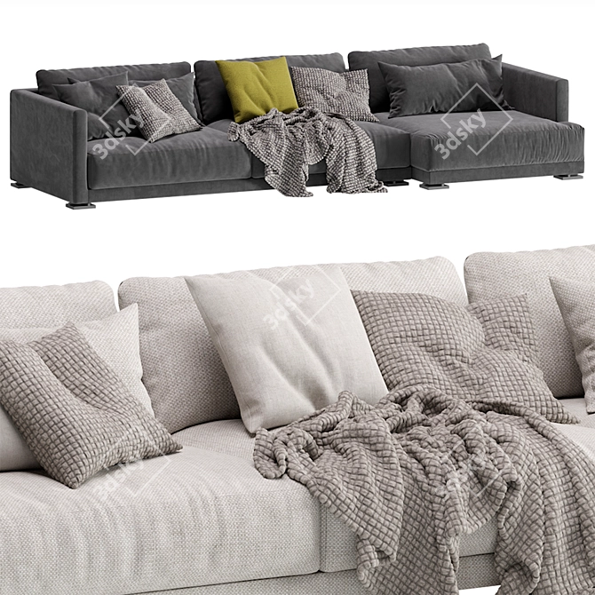 Contemporary Poliform Chaise Lounge Sofa 3D model image 2