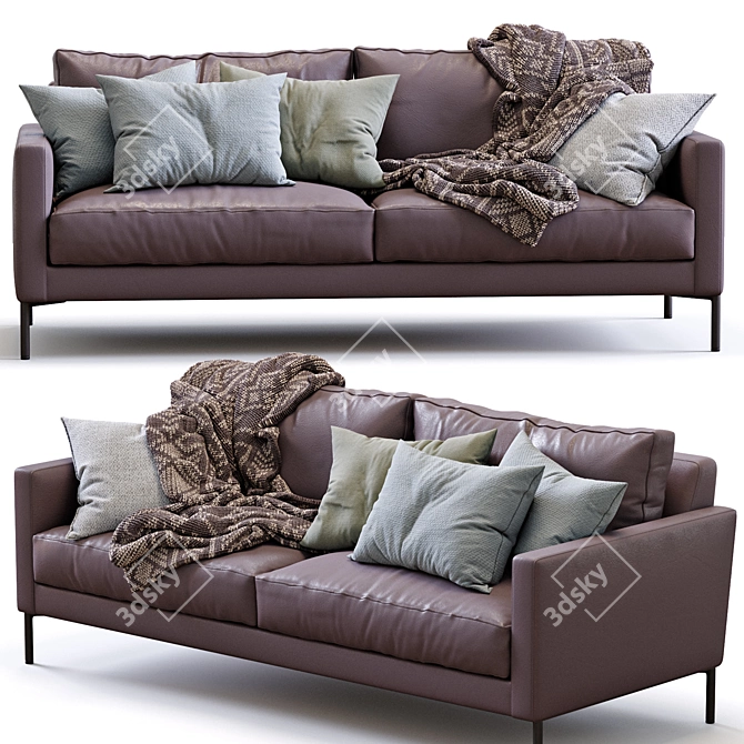 Modern Interface Leather Sofa LUCA 3D model image 2