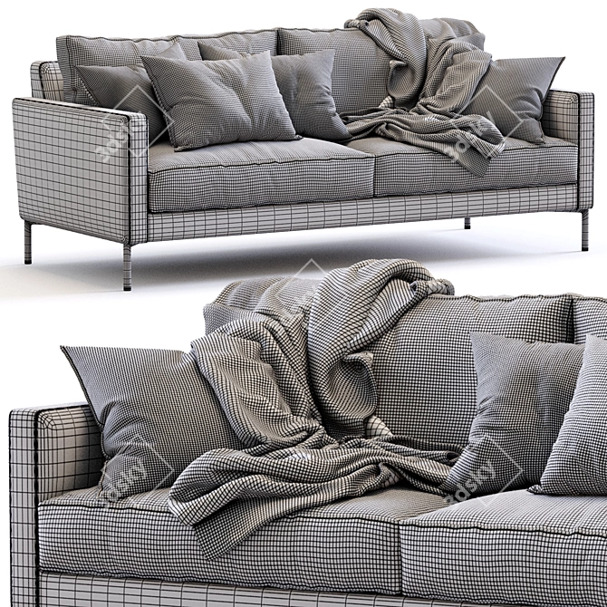 Modern Interface Leather Sofa LUCA 3D model image 4