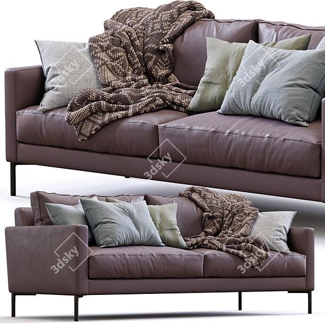 Modern Interface Leather Sofa LUCA 3D model image 5
