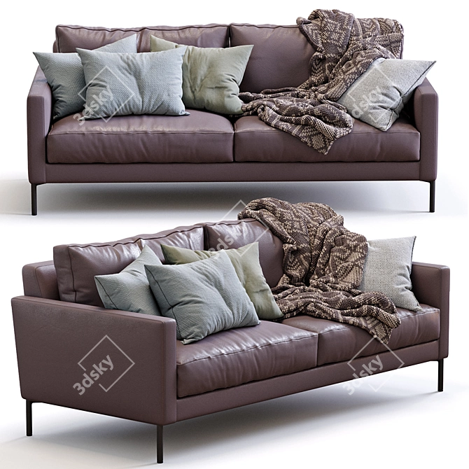 Modern Interface Leather Sofa LUCA 3D model image 7