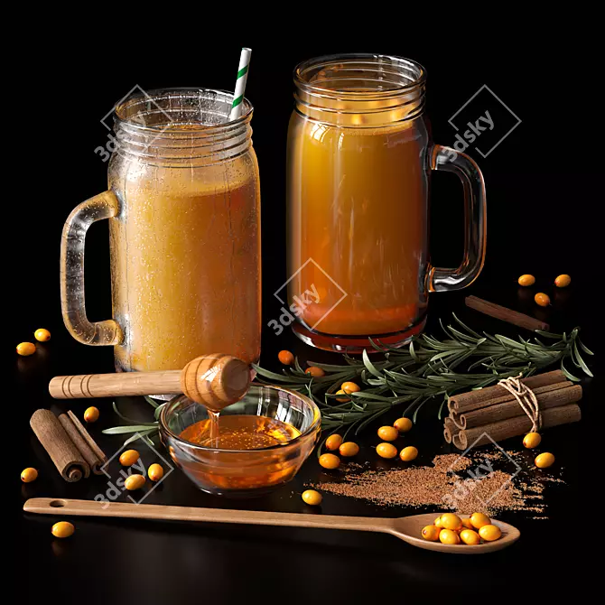 Vibrant Orange Juice Drink Set 3D model image 1