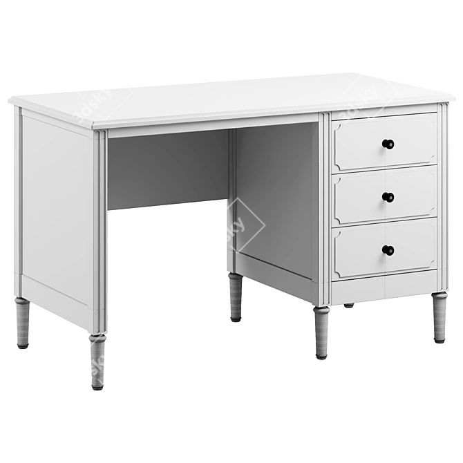 Elite Ellipse Wooden Writing Desk 3D model image 3