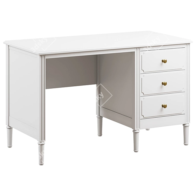 Elite Ellipse Wooden Writing Desk 3D model image 4