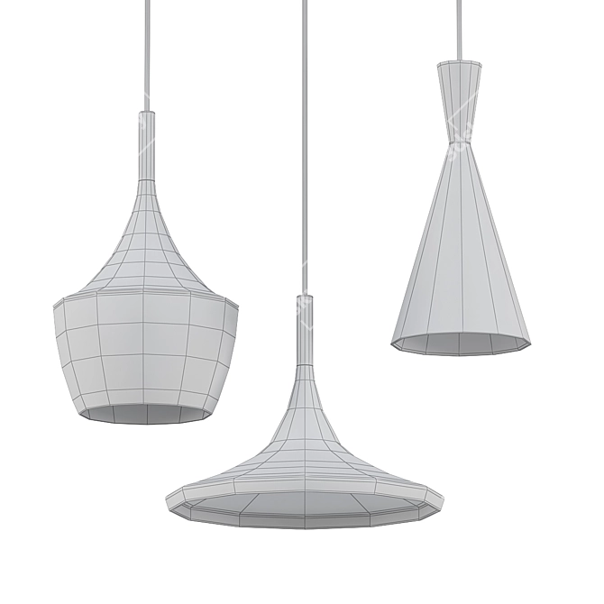 Sleek Iron Pendant Light 3D model image 2