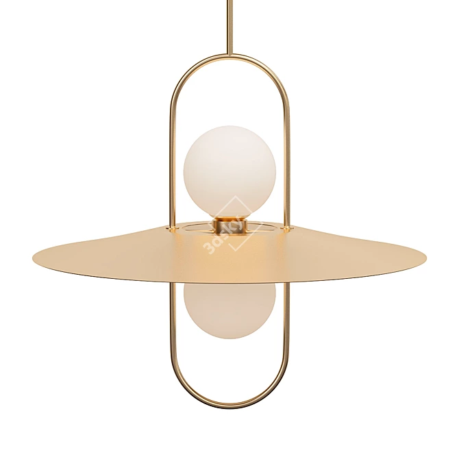 Brass 2-Light LED Pendant 3D model image 1