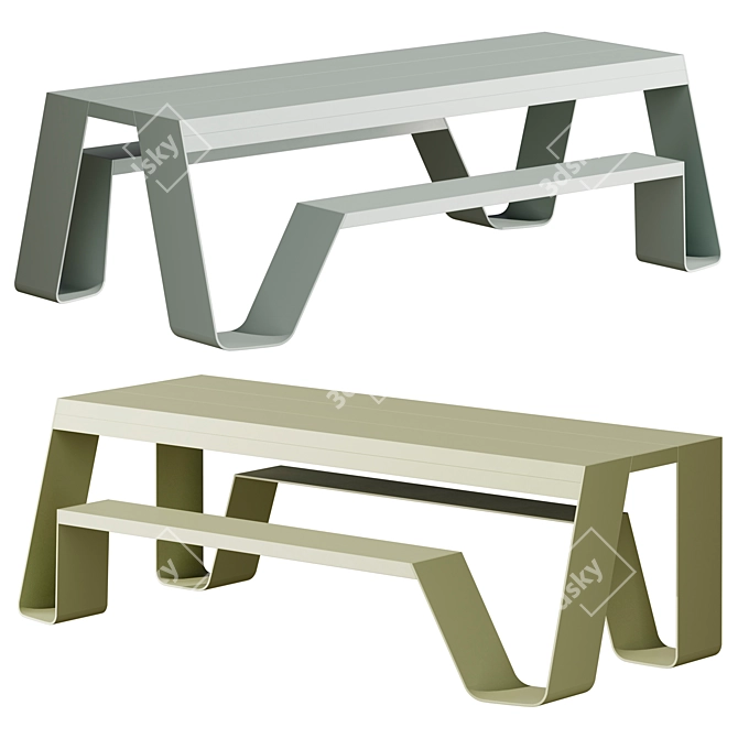 Aluminum Hopper Picnic Table 3D model image 1