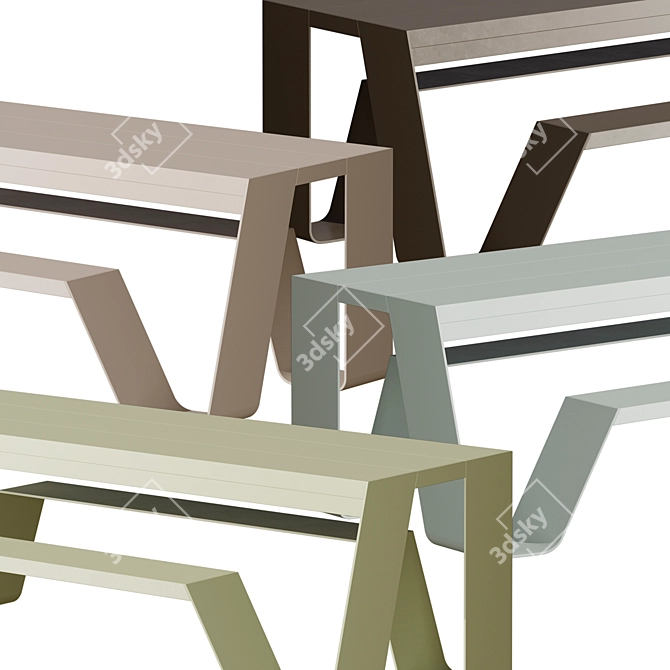 Aluminum Hopper Picnic Table 3D model image 2