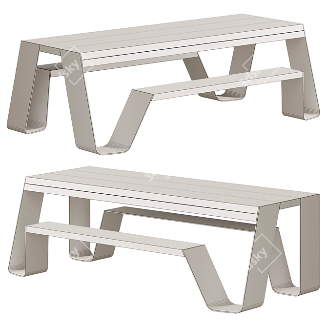 Aluminum Hopper Picnic Table 3D model image 3
