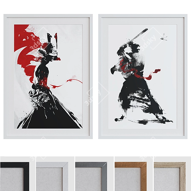 Modern Japanese Style Silhouette Picture Set 3D model image 1
