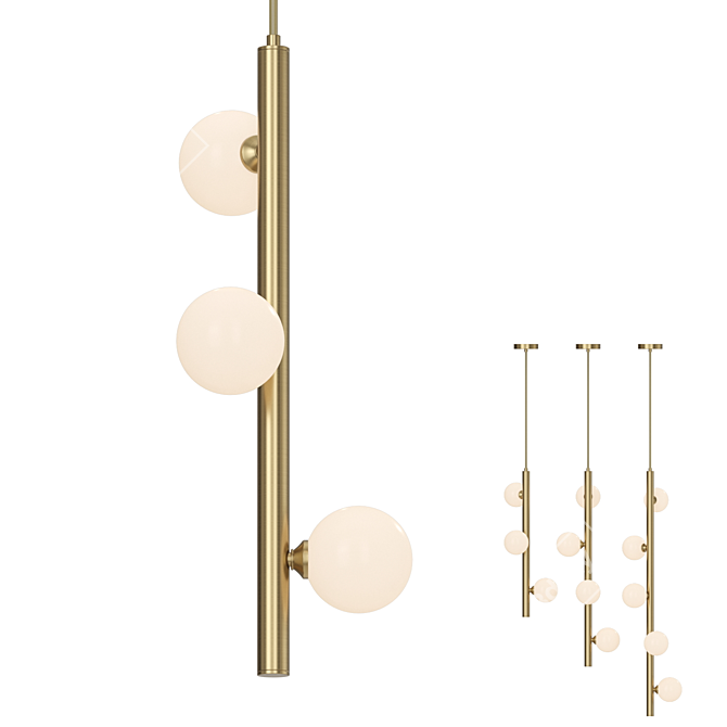 Designer Glass Brass Pendant Lamp 3D model image 1