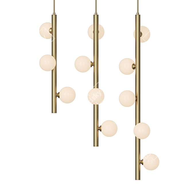 Designer Glass Brass Pendant Lamp 3D model image 2