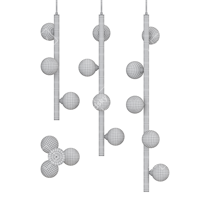 Designer Glass Brass Pendant Lamp 3D model image 3
