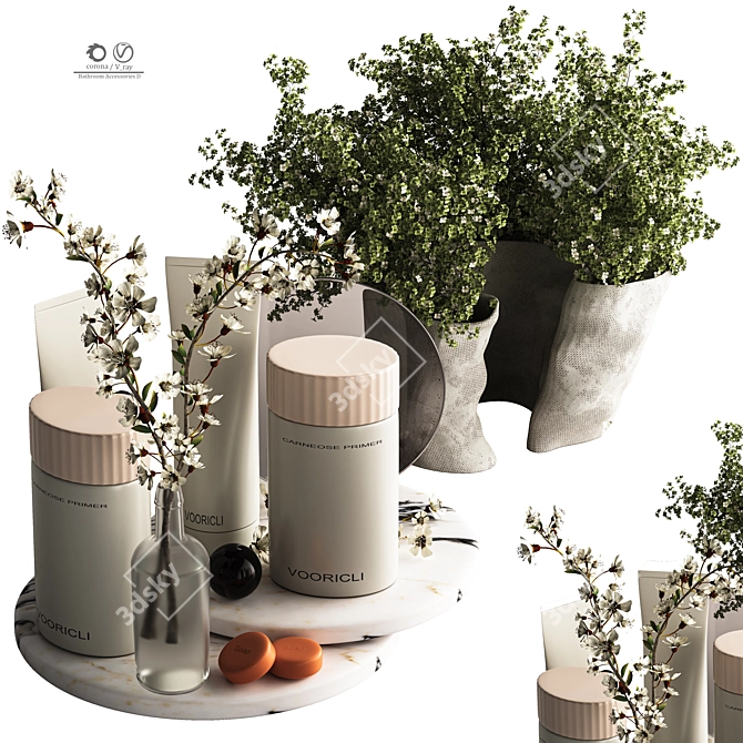Modern Bathroom Accessories Set 3D model image 1
