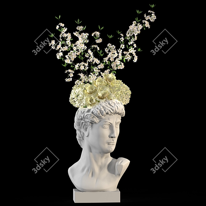 Hand-Painted Face Vase Decoration 3D model image 1