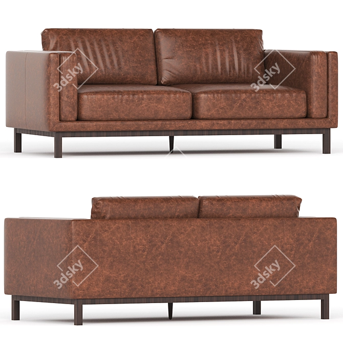 Modern Leather Sofa 3D Model 3D model image 2