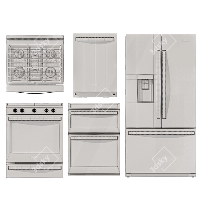 Whirlpool Kitchen Appliances Set 3D model image 5