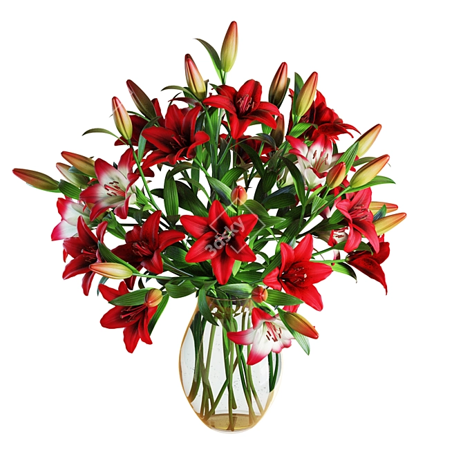 Luxury Red Lily Bouquet 3D 3D model image 2