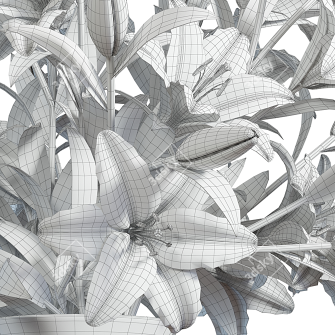 Luxury Red Lily Bouquet 3D 3D model image 7