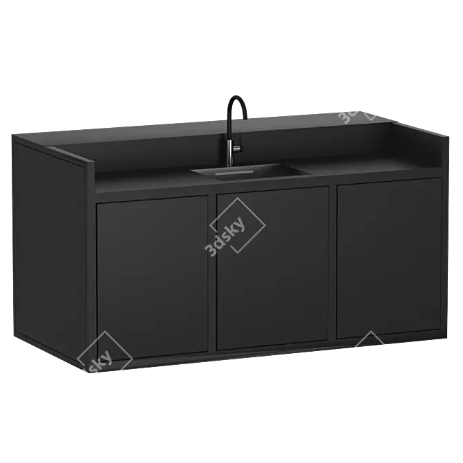 Sleek Aluminum Bar Counter 3D model image 1