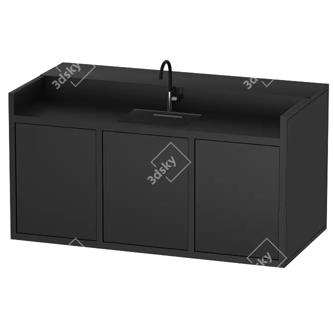 Sleek Aluminum Bar Counter 3D model image 2