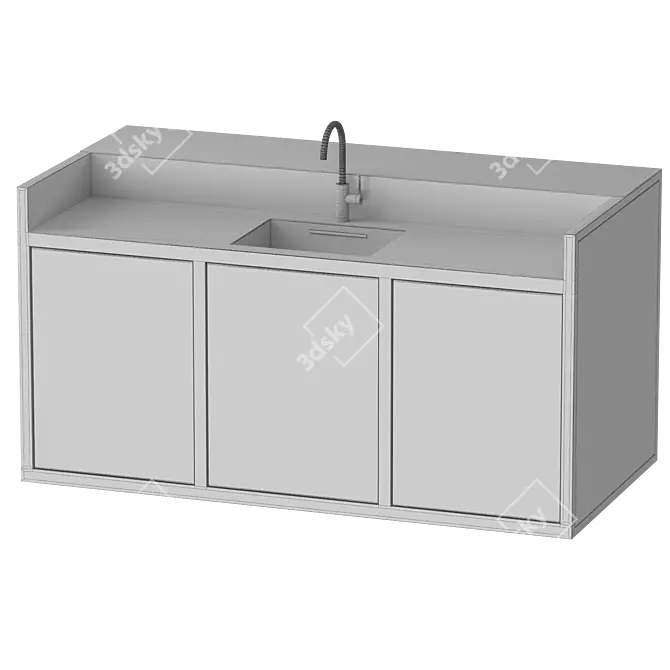 Sleek Aluminum Bar Counter 3D model image 3