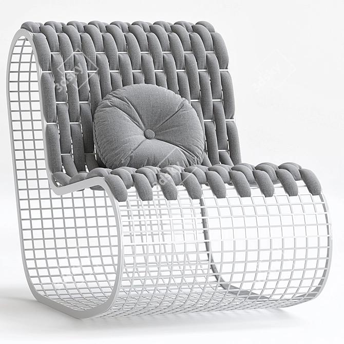 Rocking Aluminium & Rope Armchair 3D model image 1