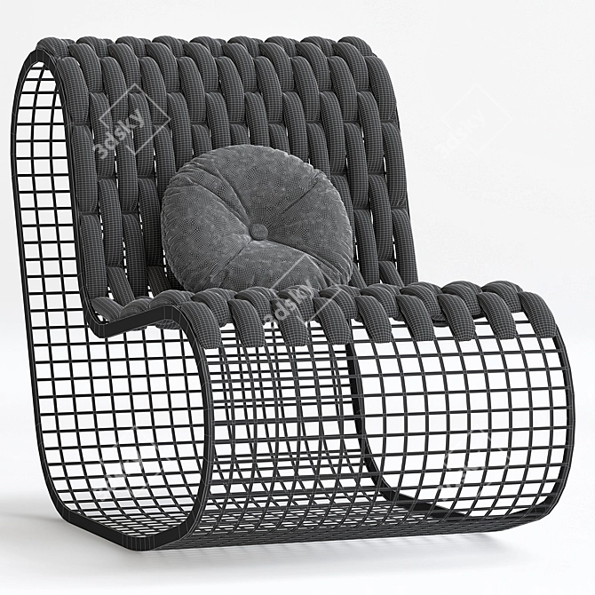 Rocking Aluminium & Rope Armchair 3D model image 2