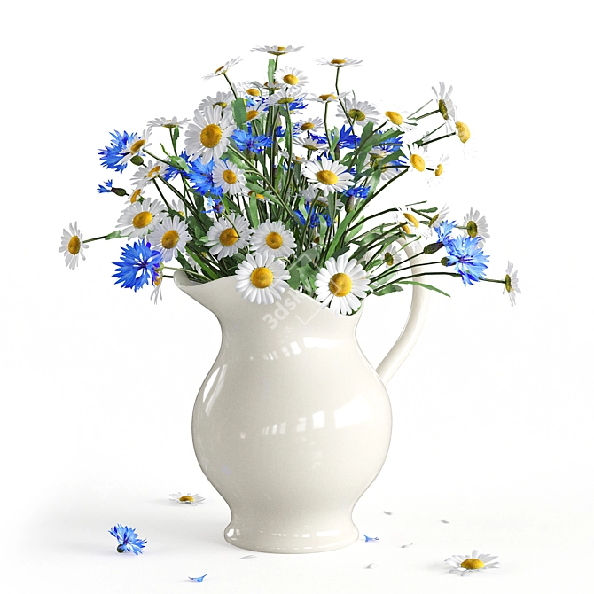 Daisy and Cornflower Bouquet 3D model image 1