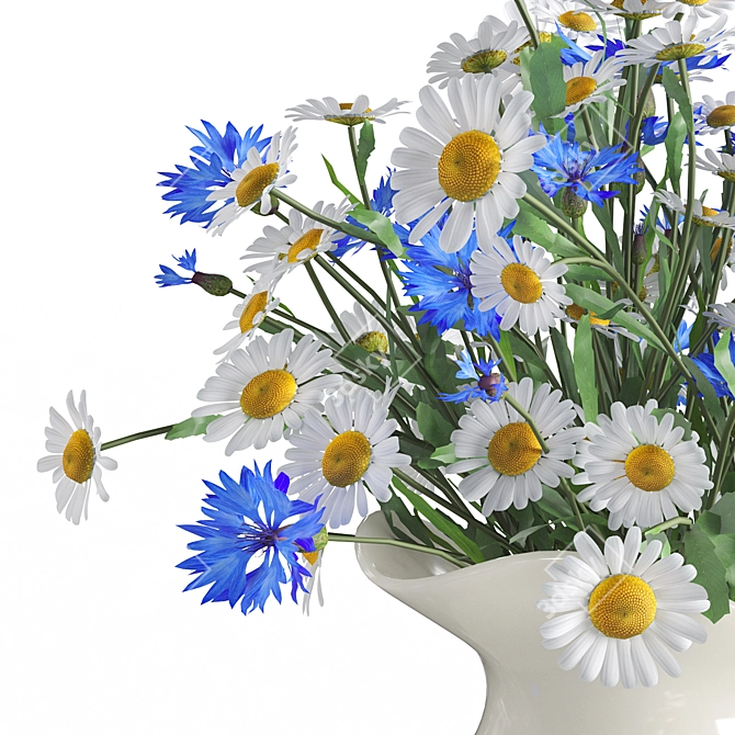 Daisy and Cornflower Bouquet 3D model image 2